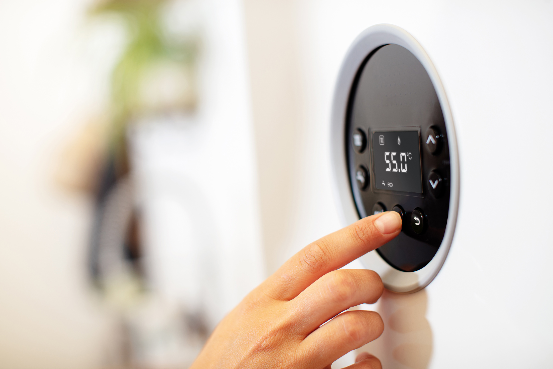 Finger pointing on Worcester Bosch Boiler Digital Display